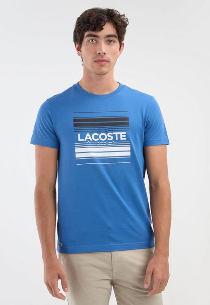 Camiseta Azul-Blanco-Negro LACOSTE