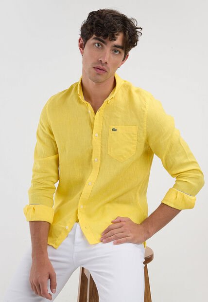 Camisa LACOSTE Linen Canvas Amarillo