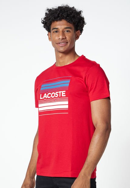 Camiseta Rojo-Azul-Blanco Lacoste Sport