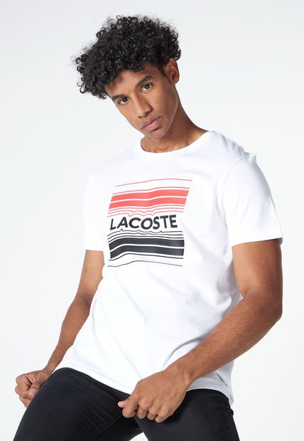 Camiseta Blanco-Rojo-Negro Lacoste Sport