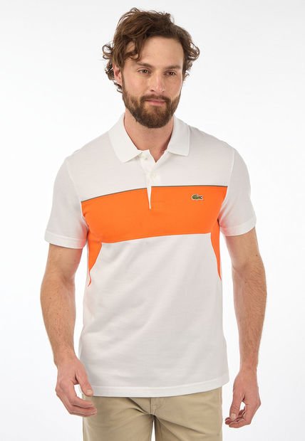 Camiseta Polo Blanco-Naranja LACOSTE