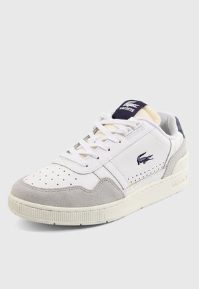 Tenis Lifestyle Blanco-Gris-Azul Lacoste T-Clip
