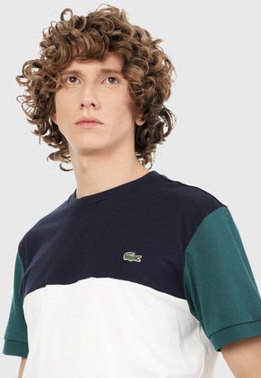 Camiseta Azul-Verde-Blanco Lacoste