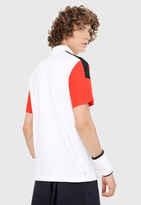 Polo Blanco-Rojo-Negro Lacoste