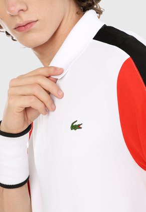Polo Blanco-Rojo-Negro Lacoste