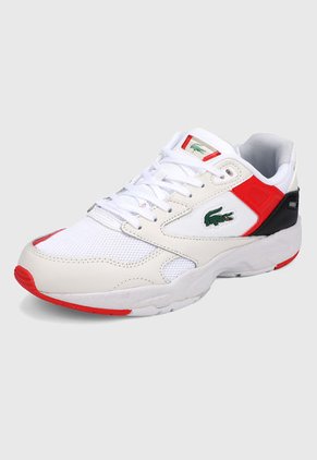 Tenis Blanco-Rojo-Negro Lacoste