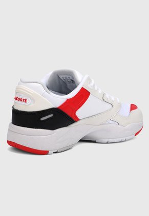Tenis Blanco-Rojo-Negro Lacoste