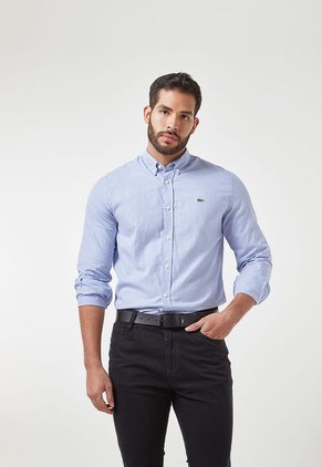 Camisa Azul-Blanco Lacoste