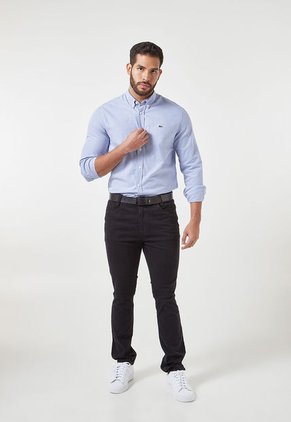 Camisa Azul-Blanco Lacoste