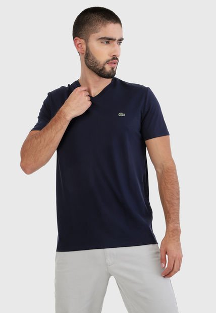 Camiseta Azul Oscuro-Blanco Lacoste