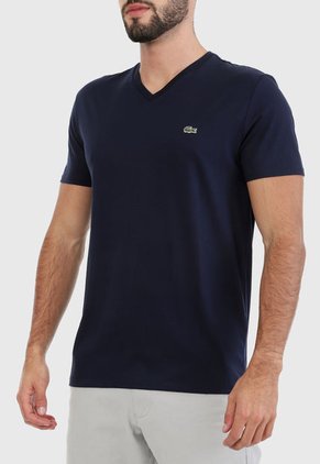 Camiseta Azul Oscuro-Blanco Lacoste