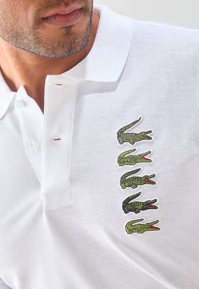 Polo Blanco-Verde Lacoste