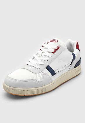 Tenis Lifestyle Blanco-Gris-Azul Navy Lacoste T-Clip