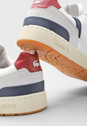 Tenis Lifestyle Blanco-Gris-Azul Navy Lacoste T-Clip