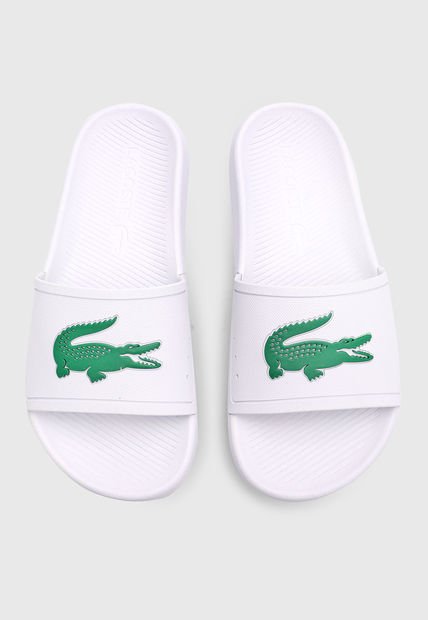 Playera Blanco-Verde Lacoste Croco Slide