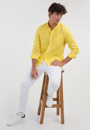Camisa LACOSTE Linen Canvas Amarillo