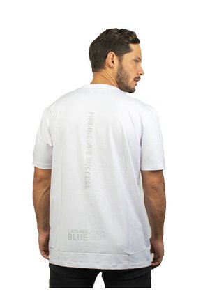 Camiseta Para Hombre Blanca Estampada Laguna Blue