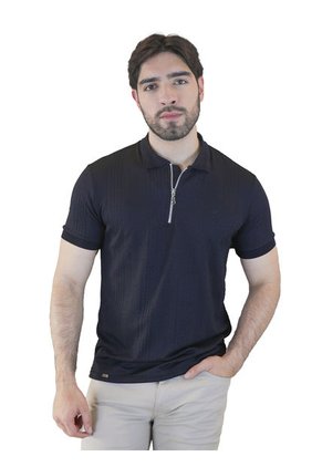 Camiseta Tipo Polo Para Hombre Texturizada Negra Laguna Blue