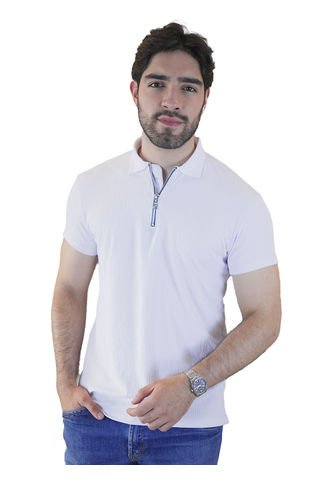 Camiseta Tipo Polo Para Hombre Texturizada Blanca Laguna Blue LAGUNA BLUE