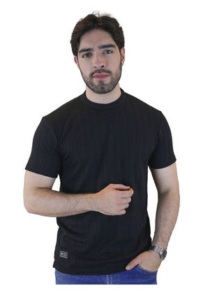 Camiseta Para Hombre Texturizada Negra Laguna Blue