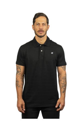 Camiseta Tipo Polo Para Hombre Texturizada Negra Laguna Blue LAGUNA BLUE