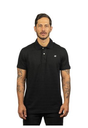 Camiseta Tipo Polo Para Hombre Texturizada Negra Laguna Blue