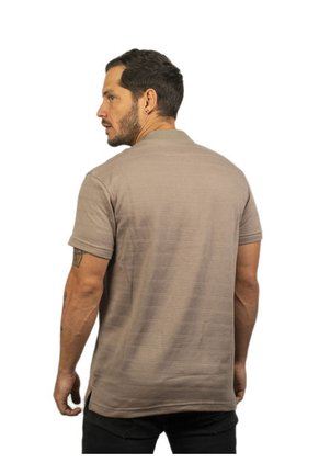Camiseta Tipo Polo Para Hombre Texturizada Kaki Laguna Blue