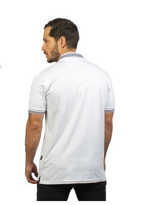 Camiseta Tipo Polo Para Hombre Con Cierre Blanca Laguna Blue