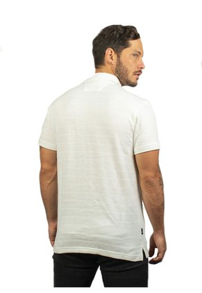 Camiseta Tipo Polo Para Hombre Texturizada Beige Laguna Blue