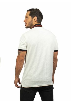 Camiseta Tipo Polo Para Hombre Texturizada Beige Laguna Blue
