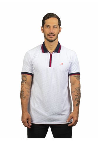 Camiseta Tipo Polo Para Hombre Texturizada Blanca Laguna Blue LAGUNA BLUE