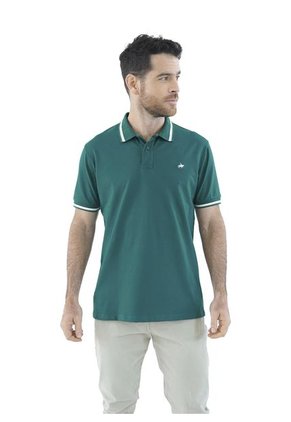 Camiseta Tipo Polo Para Hombre Bordada Verde Laguna Blue