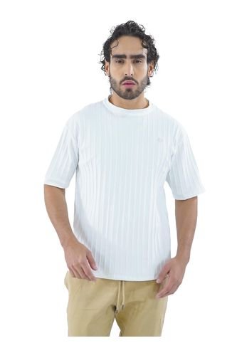 Camiseta Para Hombre Texturizada Bordada Marfil Laguna Blue LAGUNA BLUE