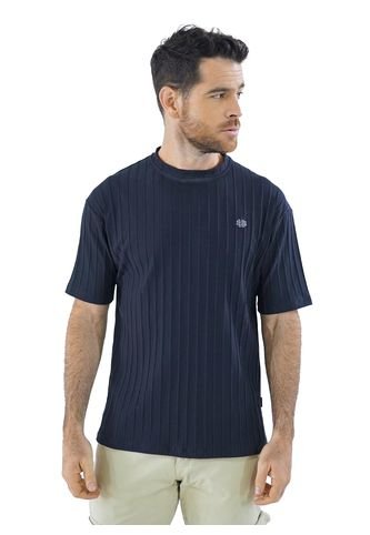 Camiseta Para Hombre Texturizada Bordada Negra Laguna Blue LAGUNA BLUE