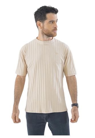 Camiseta Para Hombre Texturizada Bordada Cafe Laguna Blue LAGUNA BLUE