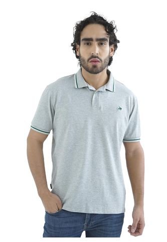 Camiseta Tipo Polo Para Hombre Bordada Gris Laguna Blue LAGUNA BLUE