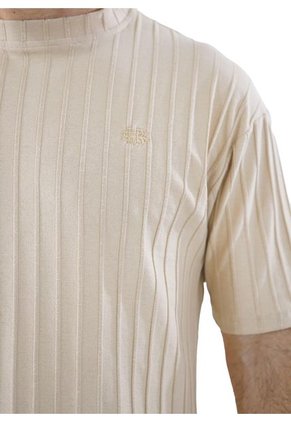 Camiseta Para Hombre Texturizada Bordada Cafe Laguna Blue