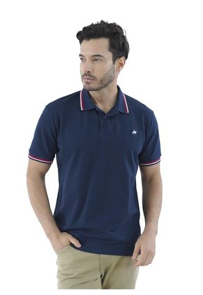 Camiseta Tipo Polo Para Hombre Bordada Azul Oscura Laguna Blue