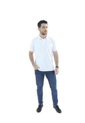 Camiseta Tipo Polo Para Hombre Bordada Blanca Laguna Blue
