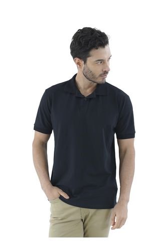 Camiseta Tipo Polo Para Hombre Bordada Negra Laguna Blue LAGUNA BLUE