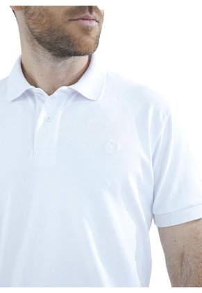 Camiseta Tipo Polo Para Hombre Bordada Blanca Laguna Blue