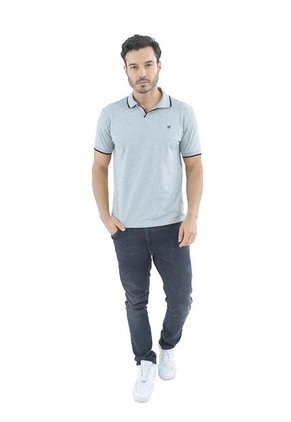 Camiseta Tipo Polo Para Hombre Bordada Gris Laguna Blue