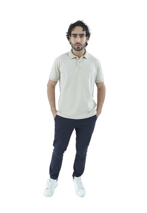 Camiseta Tipo Polo Para Hombre Bordada Kaki Laguna Blue