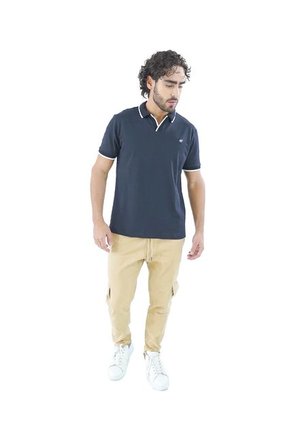 Camiseta Tipo Polo Para Hombre Bordada Negra Laguna Blue