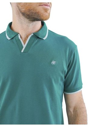Camiseta Tipo Polo Para Hombre Bordada Verde Laguna Blue