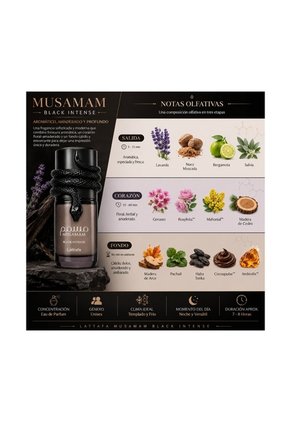 Perfume Musamam Black Intense Lattafa Unisex 100 Ml EDP