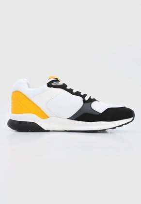 Tenis Lifestyle Blanco-Negro-Amarillo le coq sportif LCS R500 SPORT