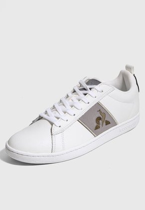Tenis Lifestyle Blanco-Verde Oliva-Gris Le Coq Sportif  CourtClassic Twill