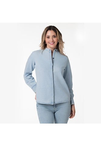Blusa Denim Cuello Neru Para Mujer Lec Lee - Índigo Claro M/Azul Lec Lee