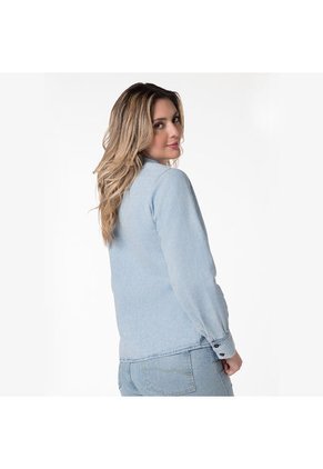 Blusa Denim Cuello Neru Para Mujer Lec Lee - Índigo Claro M/Azul